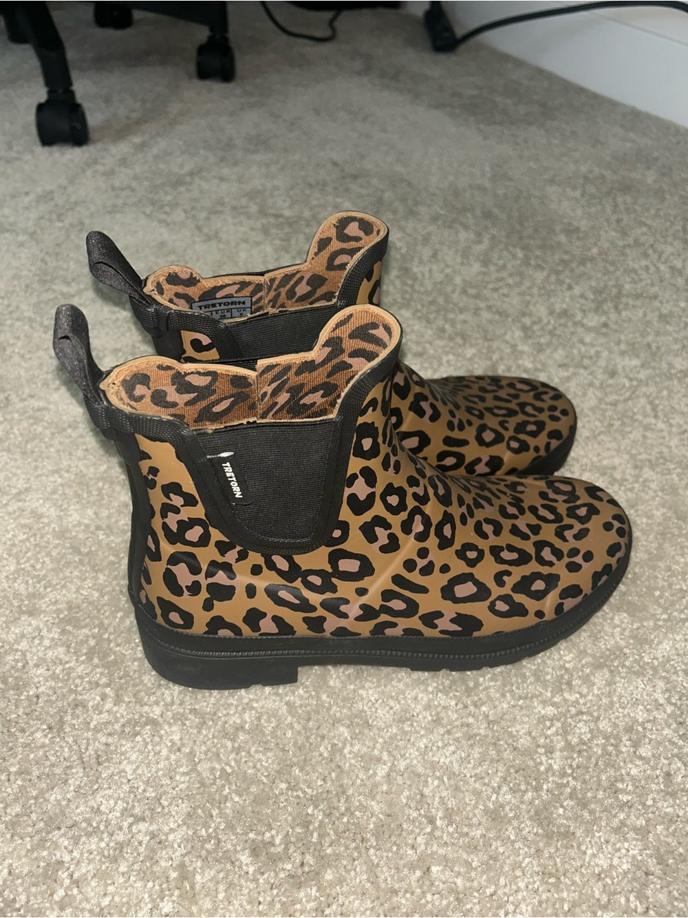 Leopard Print Tretorn Chelsea Rain Boots - Brown